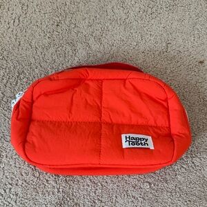 Happy Tooth Bright Quilted Orange Toiletry Pouch